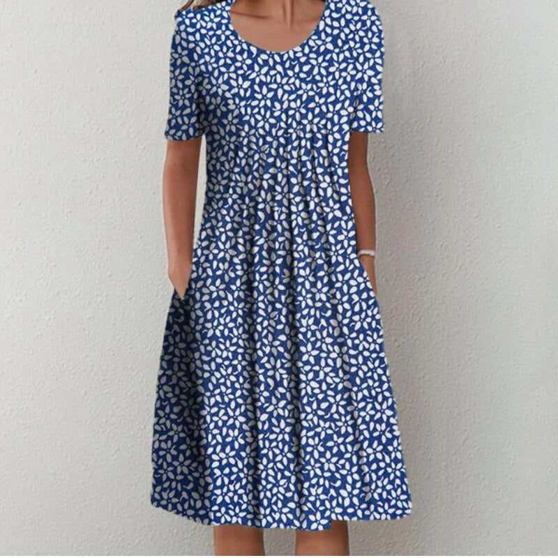 Camilla - Blomstret Kjole med Lommer i Casual Stil