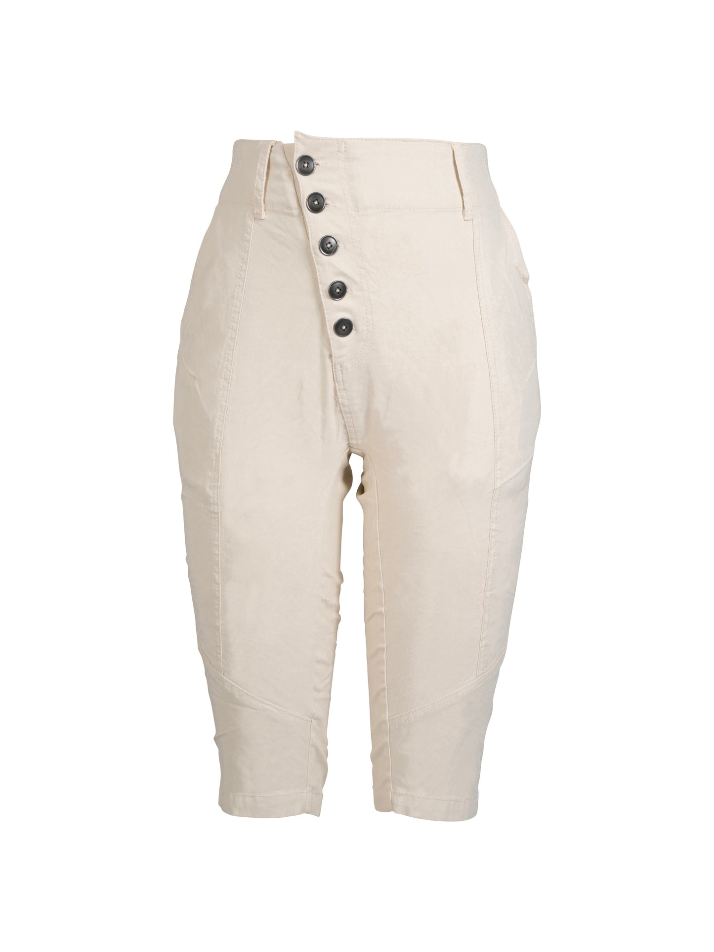 Alexia - Asymmetriske Damebukser med Knapper Foran Elfenbensbeige