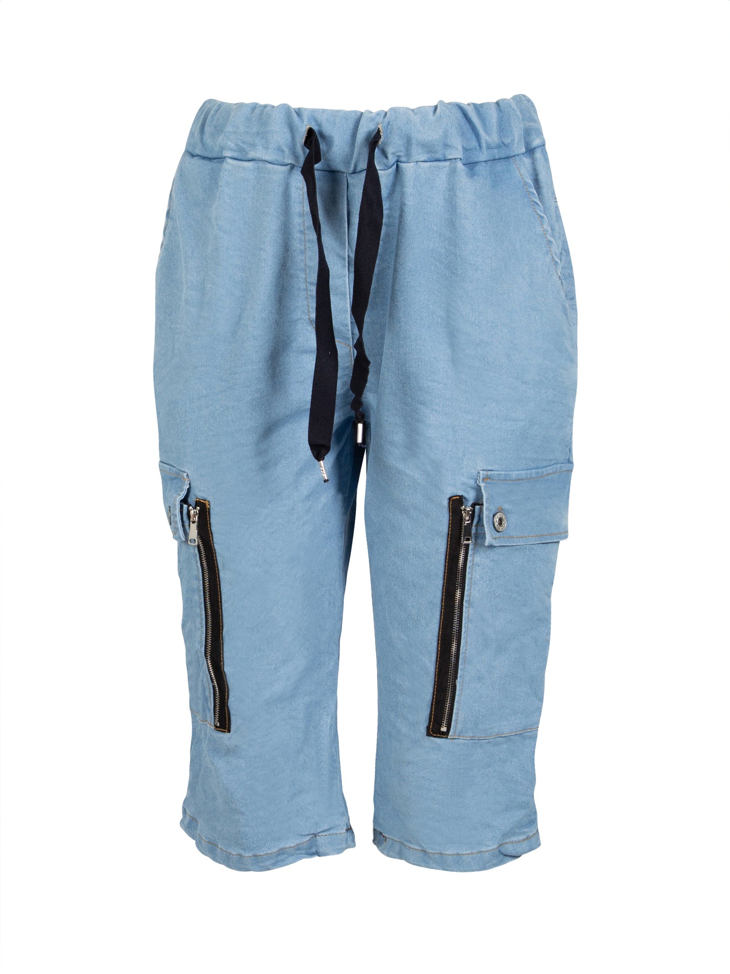 Alice - Lyseblå Cargo Shorts i Knælængde Lyseblå