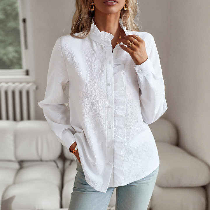 Alisa - Elegant Damebluse med Lange Ærmer Hvid