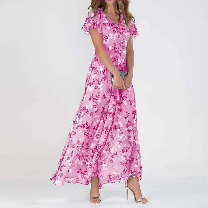 Ally - Farverig Elegant Kjole til Kvinder Lys pink