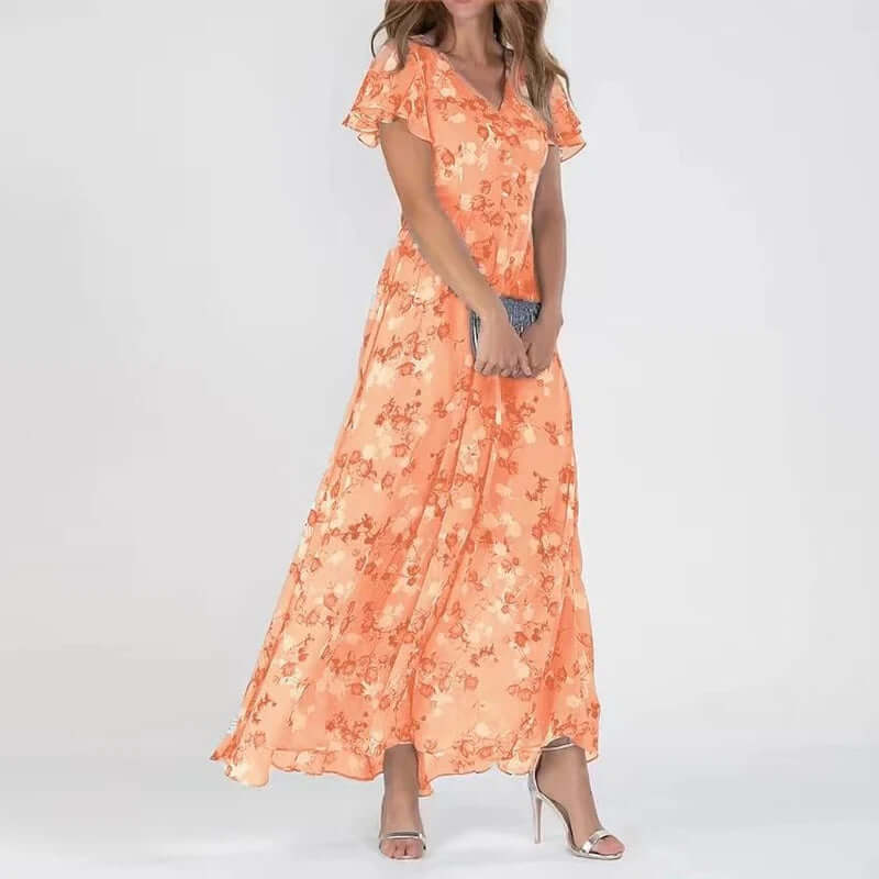 Ally - Farverig Elegant Kjole til Kvinder Orange