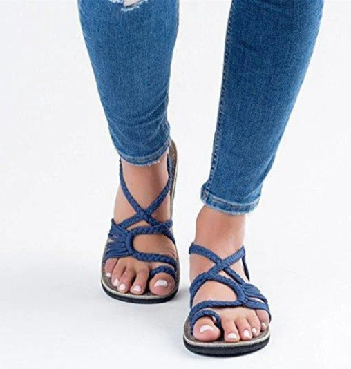 Alma - Luksus Sandaler til Kvinder i Naturmaterialer Blå