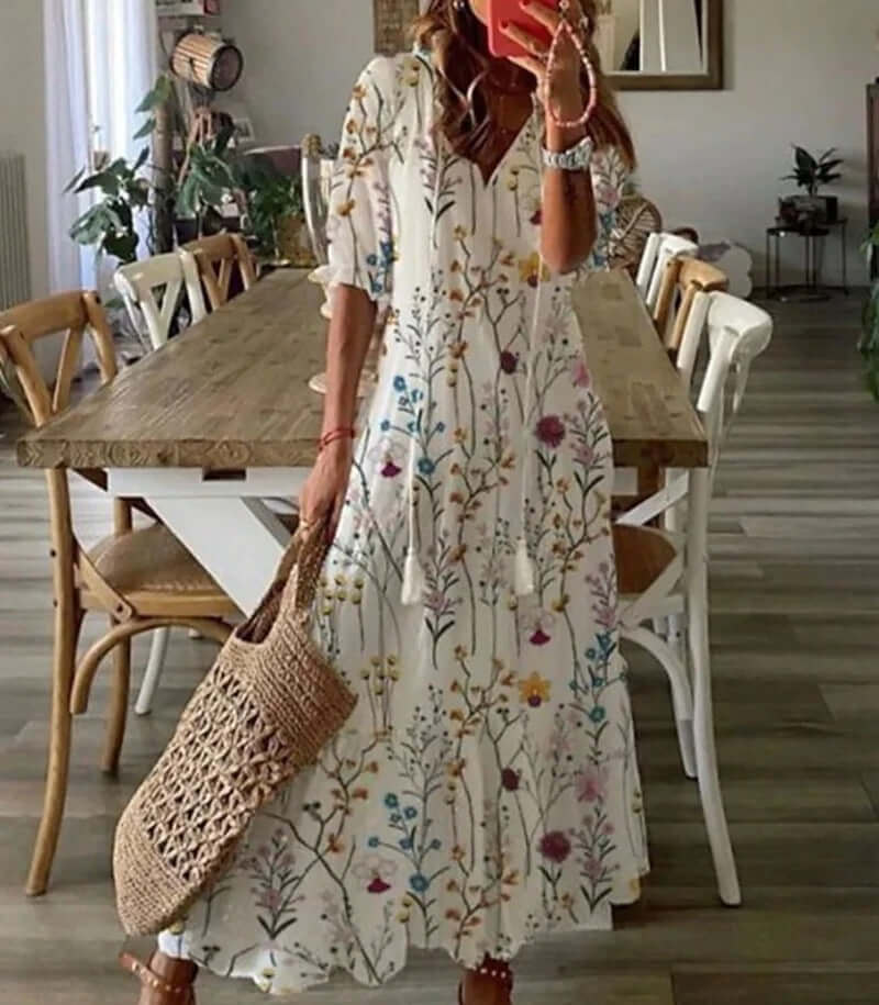 Belinda - Boho Maxi Kjole til Kvinder Multifarvet