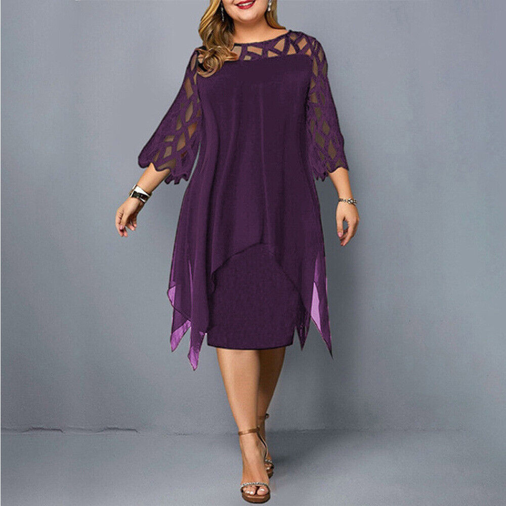 Belinda - Elegant Midi Kjole til Kvinder Plus Size Lilla