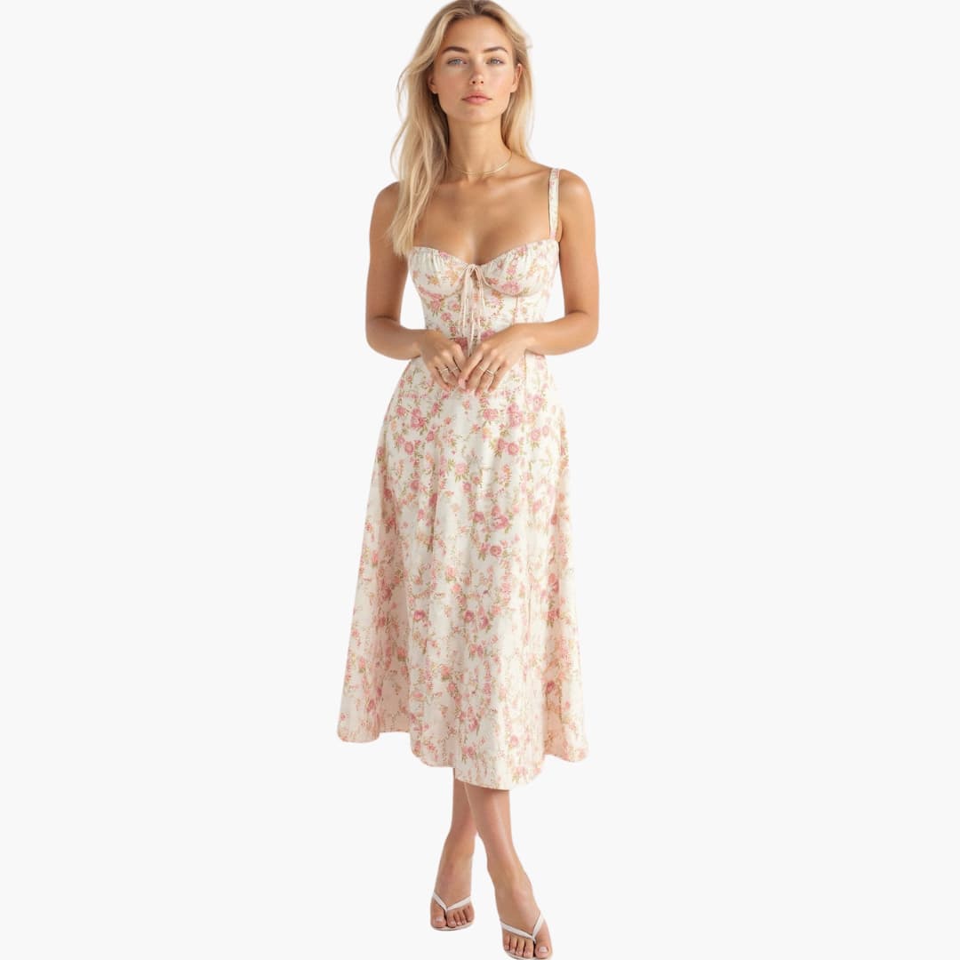 Bertha - Elegant Midi Kjole til Kvinder Rosa