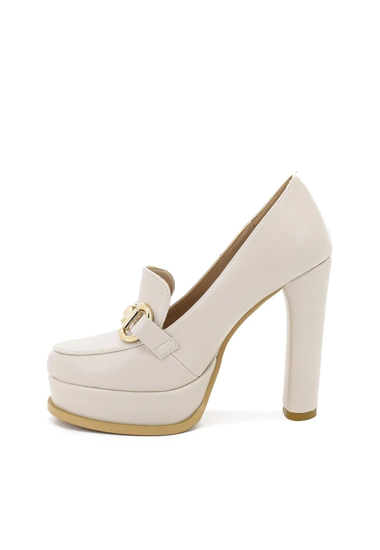 Cyra - Dame Loafers i Økolæder med Hæl Beige