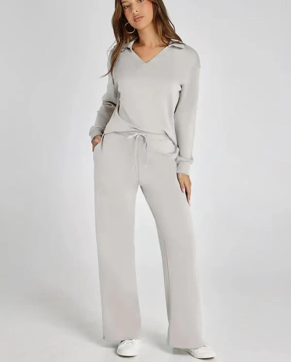 Daniel - Kvinder Langærmet Loungewear Sæt Lys Grå
