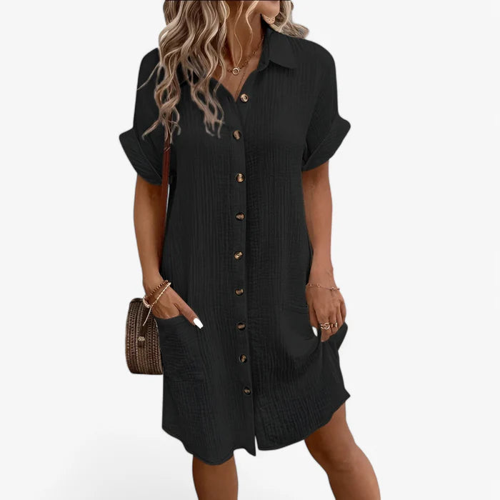 Dione - Sommerkjole Elegant Stofblanding Perfekt Sort