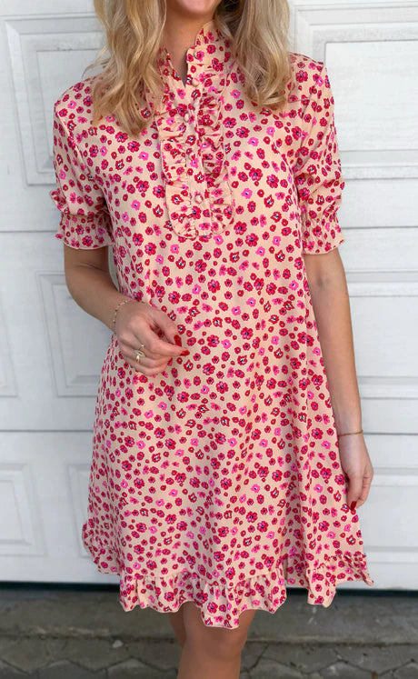 Freja - Say INA Copenhagen Kjole Philine Pink Red Flowers Orange drøm