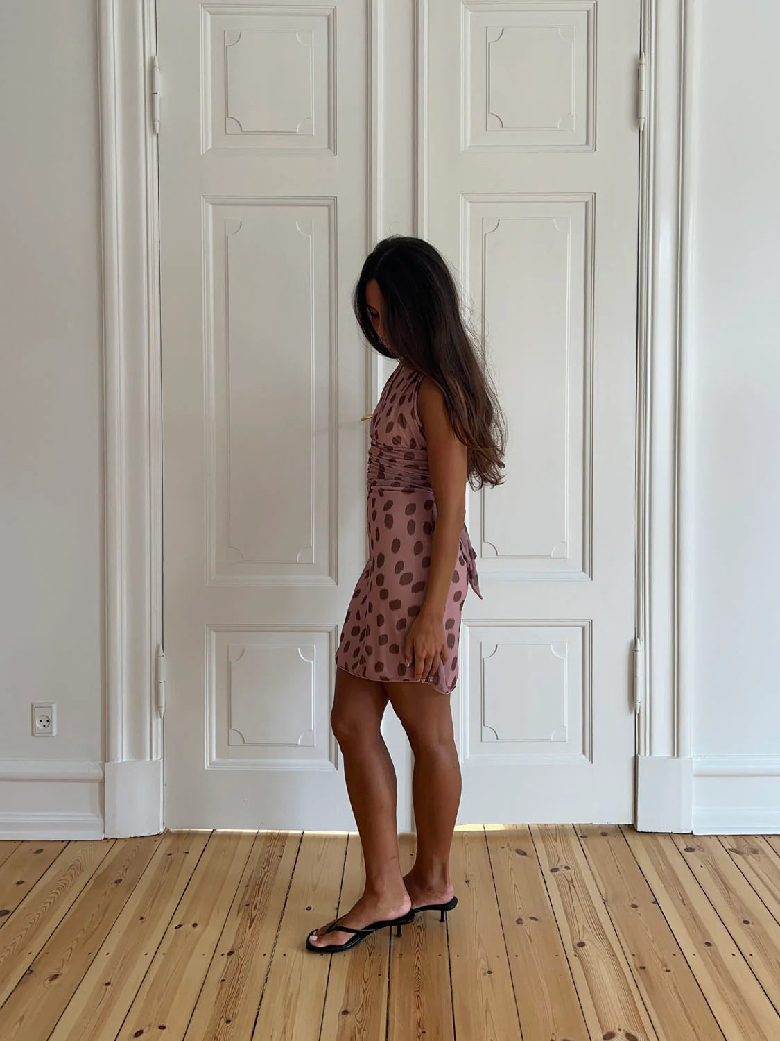 Ingrid - Benita Kjole med Prikker Elegant Stil Lyserød/brun