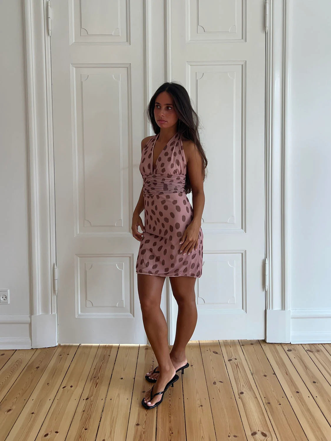 Ingrid - Benita Kjole med Prikker Elegant Stil Lyserød/brun