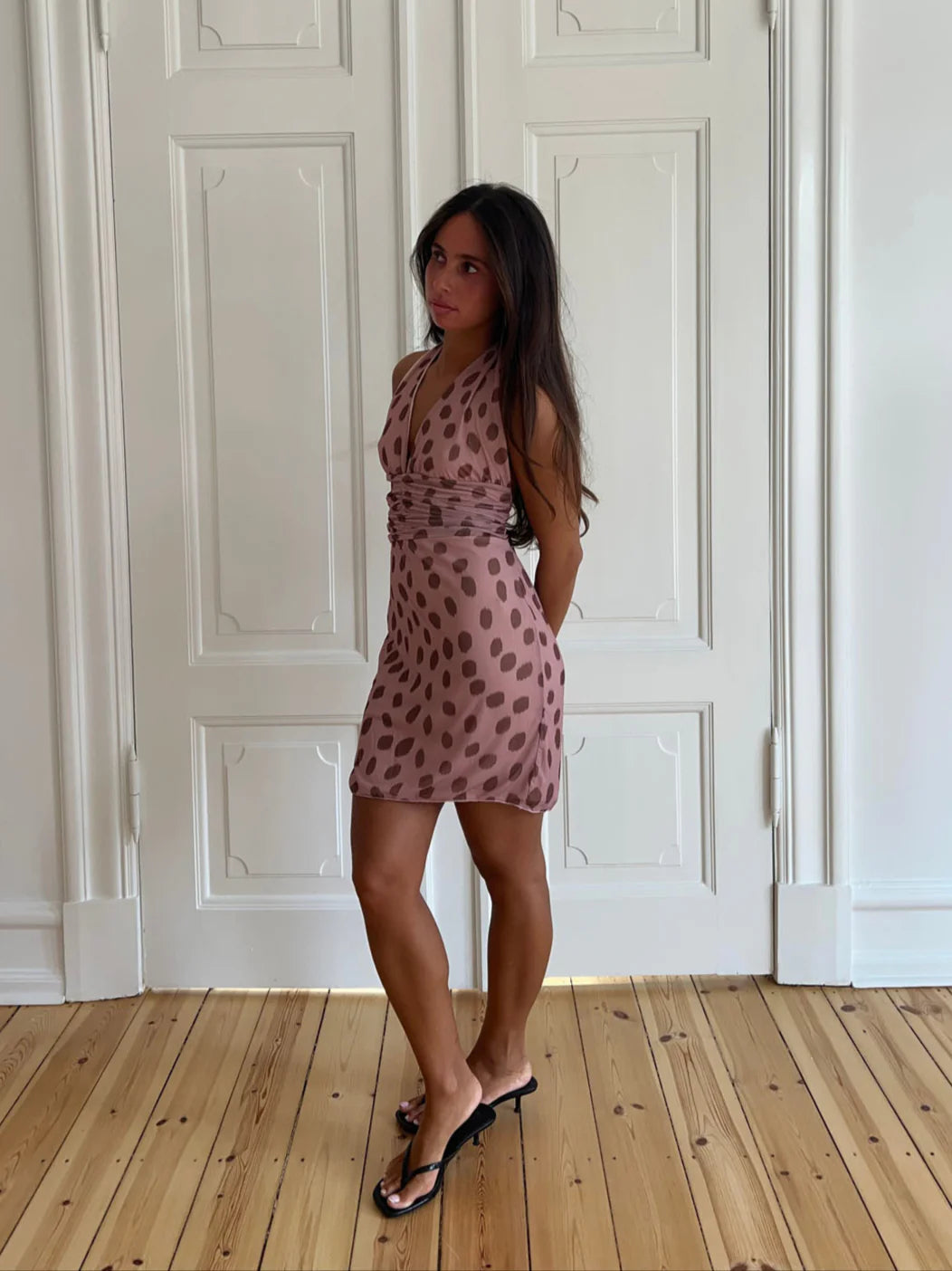 Ingrid - Benita Kjole med Prikker Elegant Stil Lyserød/brun