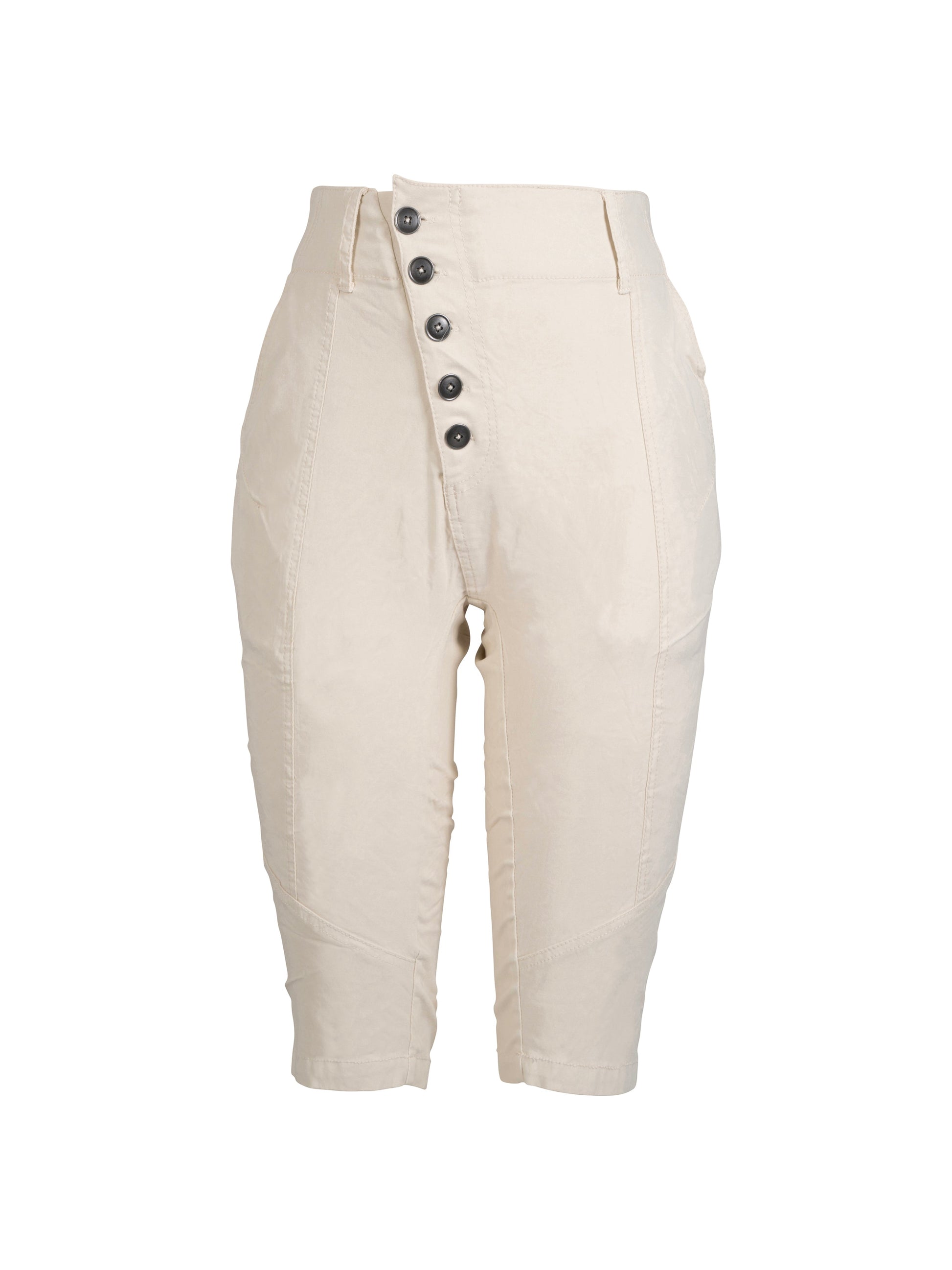 Alexia - Asymmetriske Damebukser med Knapper Foran Elfenbensbeige