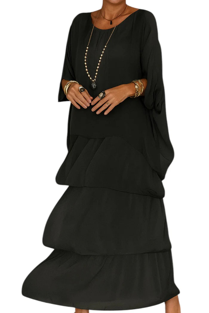 Gustav - Kvinders Elegant A-Line Maxi Kjole Rosa Sort