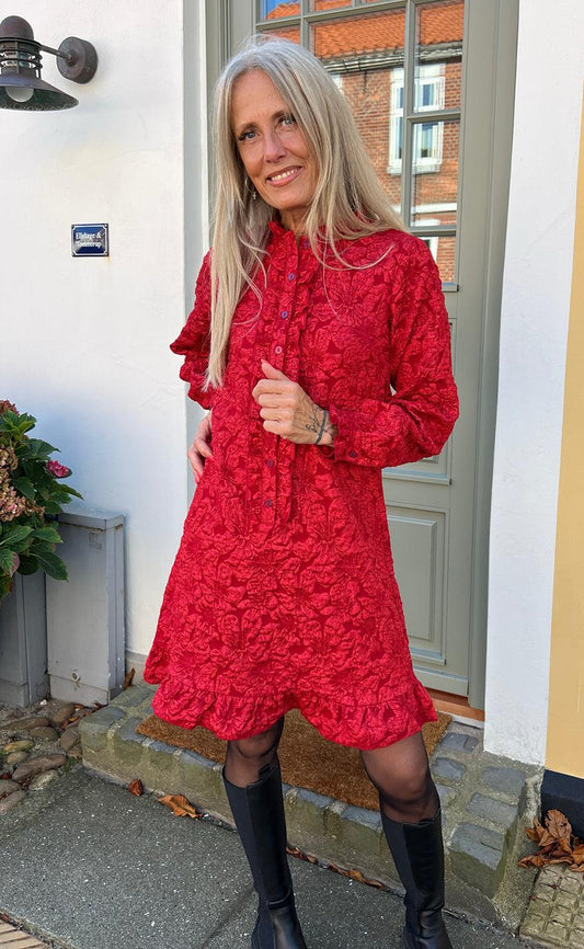 Hanna - INA Copenhagen Kjole Elegant Feminin Stil Rød